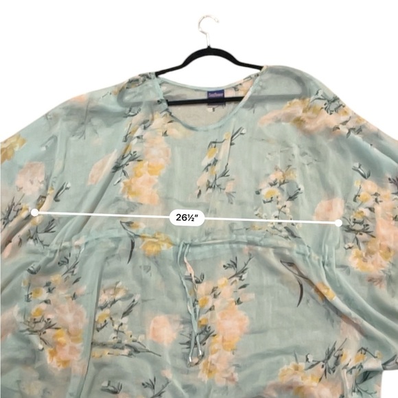 Floral flowy cover up sheer beach swim one size - Picture 3 of 6